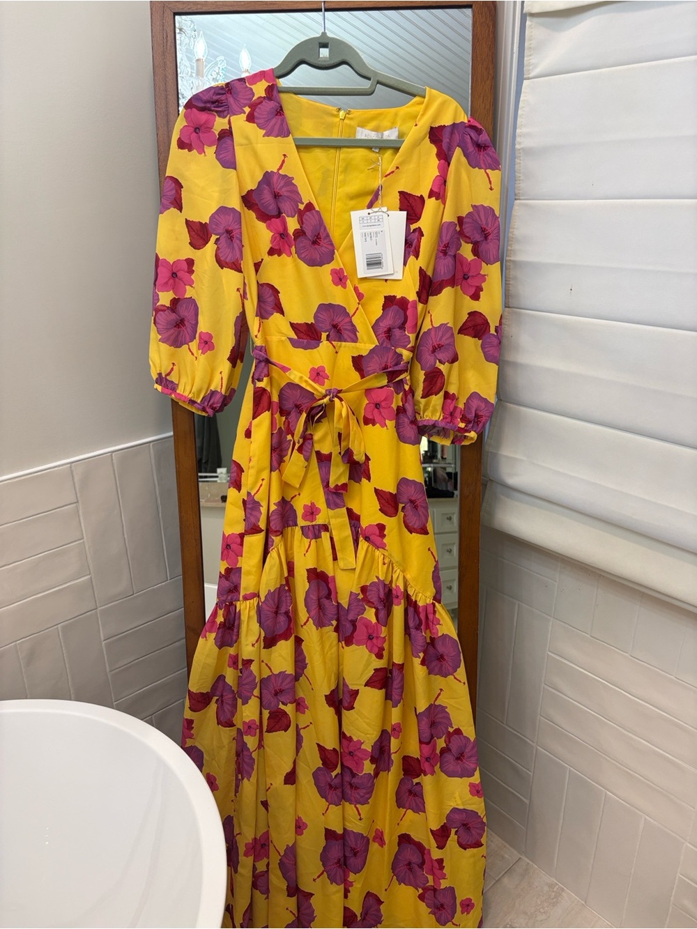 NWT Borgo De Nor Salma Yellow Maxi Dress with Pink Floral Print size 2 - Picture 6 of 9